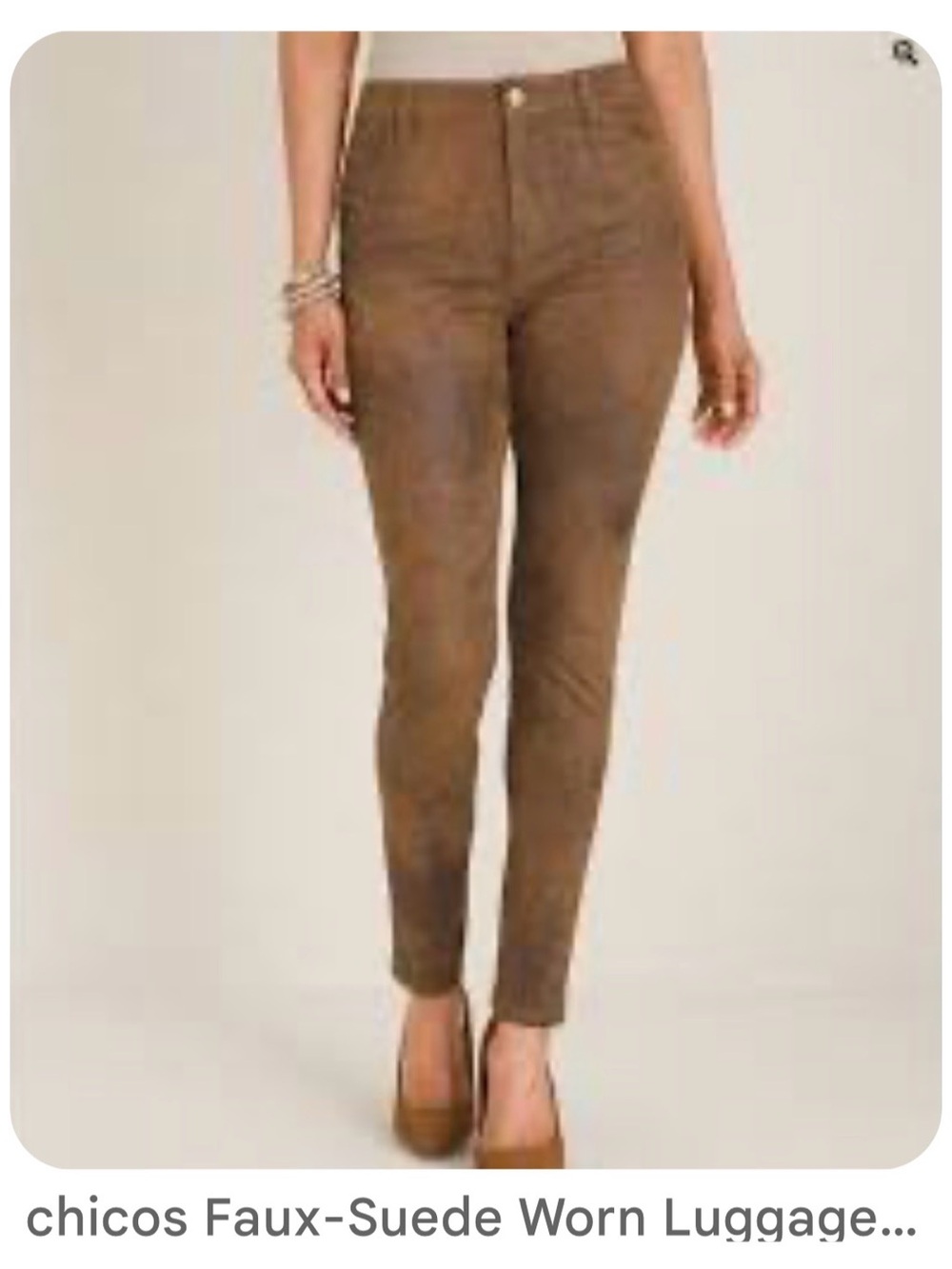 Chico's Faux-Suede Skinny Ankle Pants in Luggage Brown